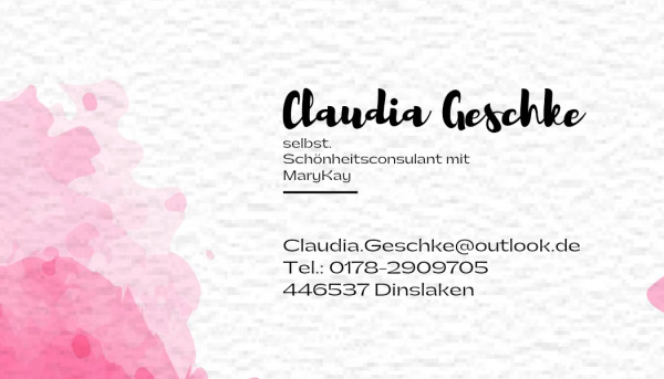 Claudia Geschke Selbst. Schönheitsconsulant mit MaryKay Logo